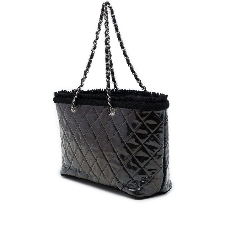 Chanel Matelassé et PVC Funny Cabas Petit Tweed Noir – vue 2 – GABY PARIS