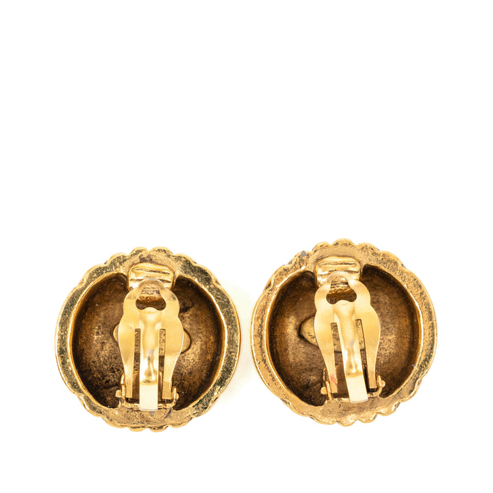Chanel CC plaqué Shell À clip Boucles d'oreilles Métal