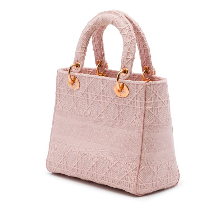 Lady D-Lite Cannage brodé Moyen Rose