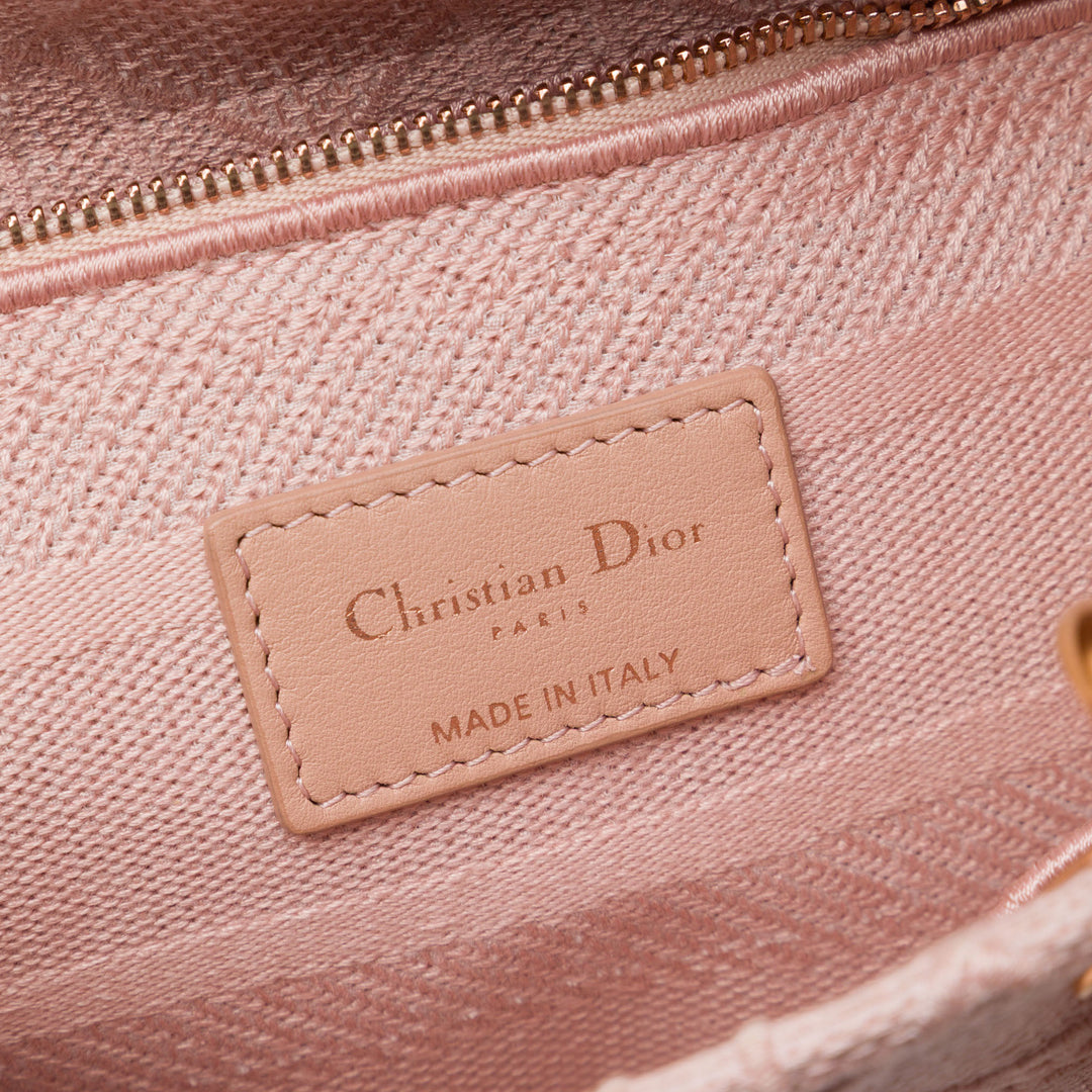 Lady D-Lite Cannage brodé Moyen Rose