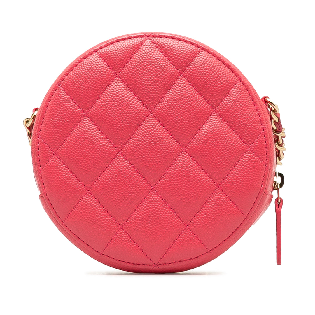 Caviar 19 Round Clutch With Chain Pink - Gaby Paris