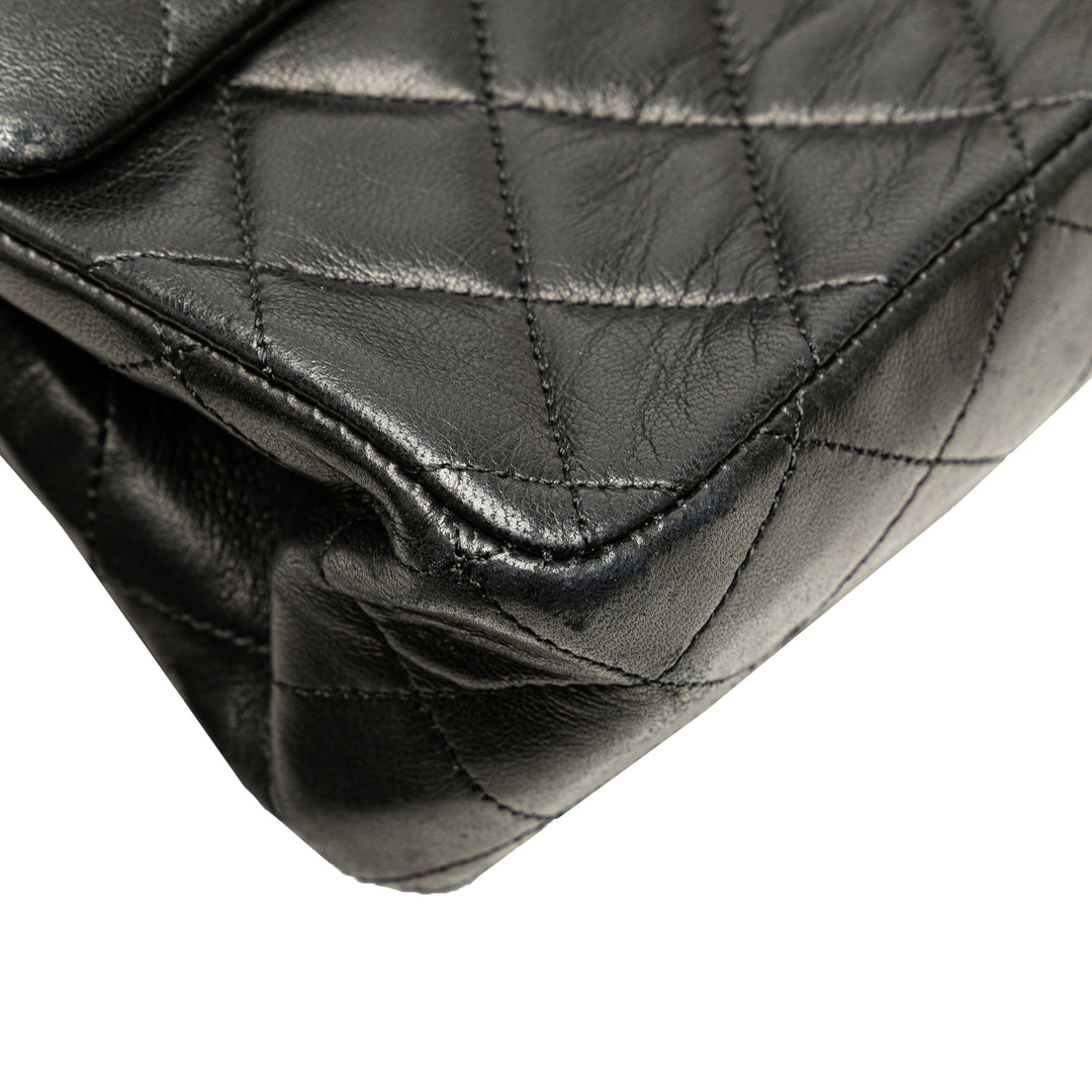 Medium Classic Lambskin Double Flap Black - Gaby Paris