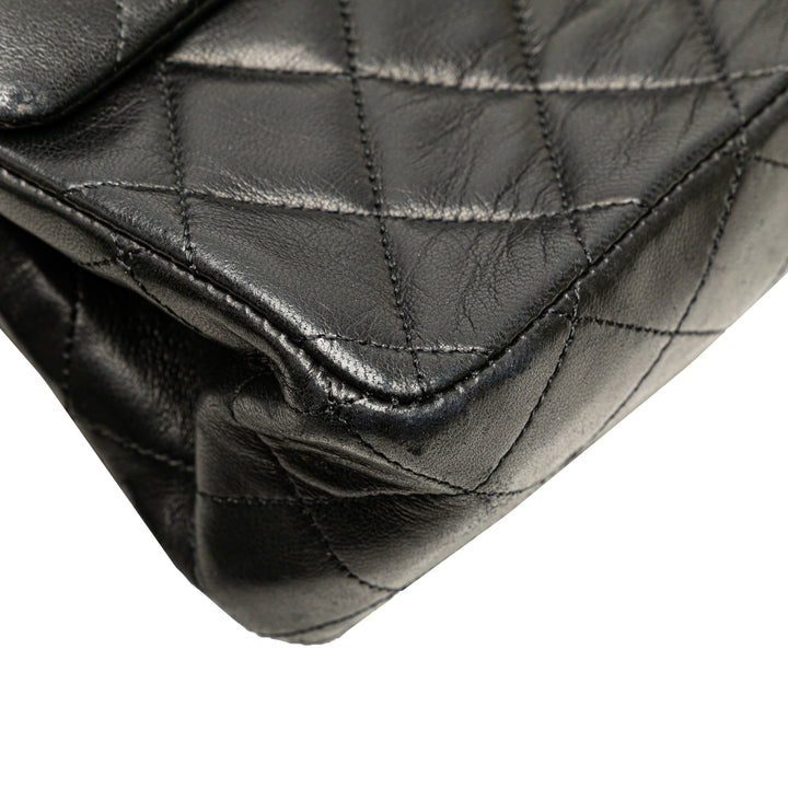 Medium Classic Lambskin Double Flap Black - Gaby Paris