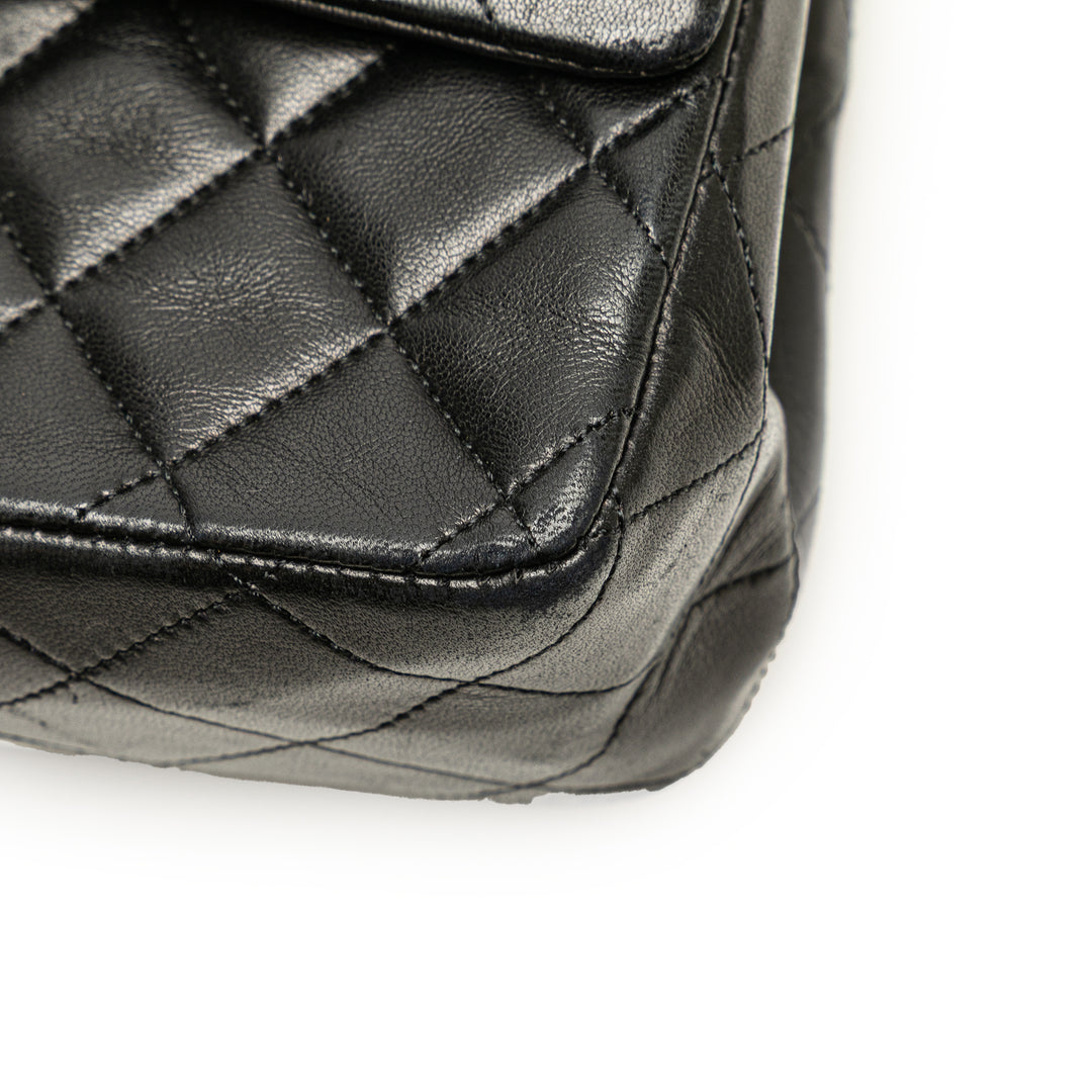 Medium Classic Lambskin Double Flap Black - Gaby Paris