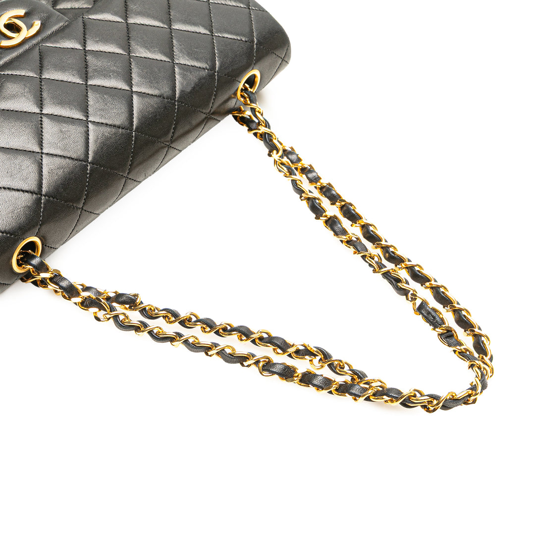 Medium Classic Lambskin Double Flap Black - Gaby Paris