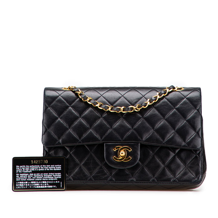 Medium Classic Lambskin Double Flap Black - Gaby Paris