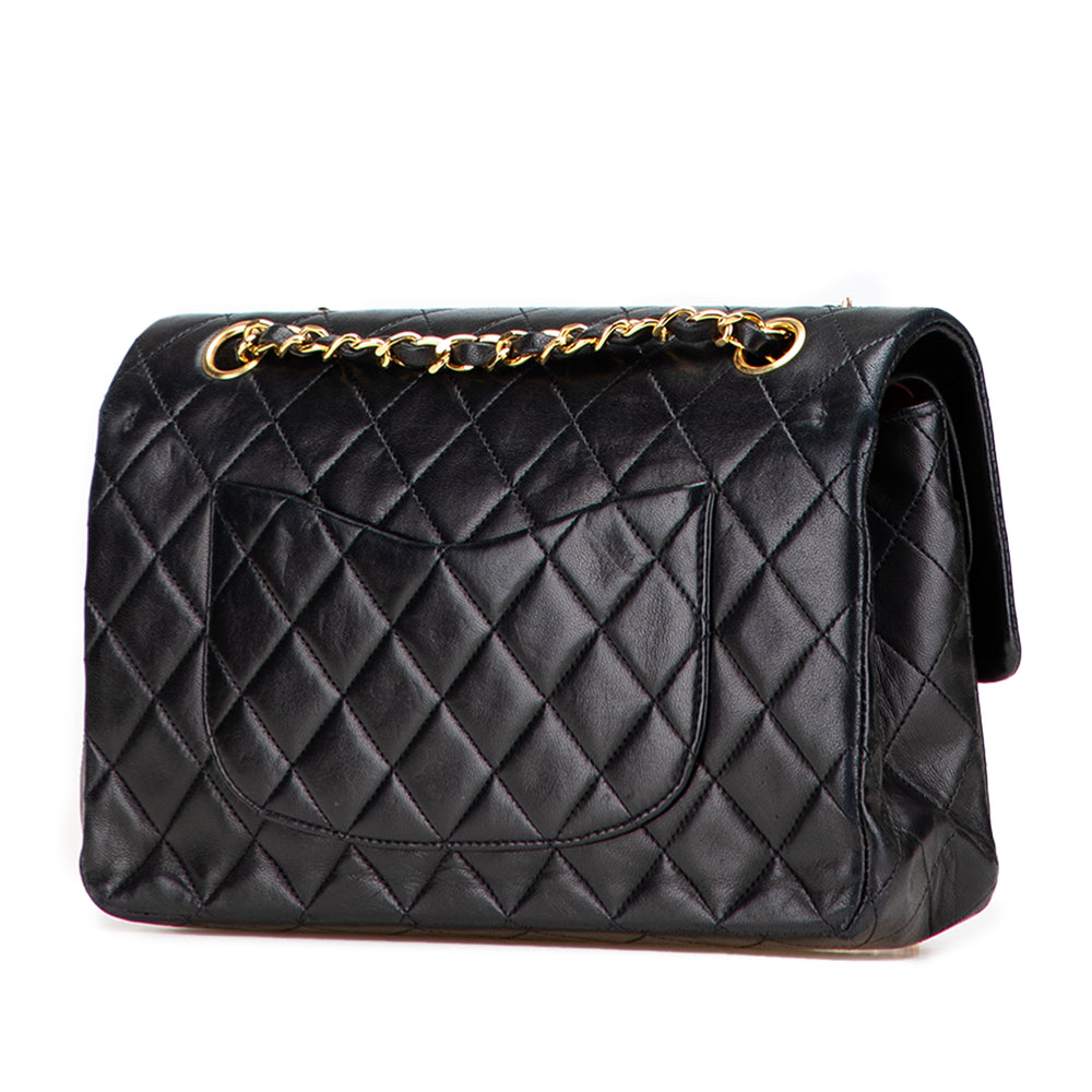 Medium Classic Lambskin Double Flap Black - Gaby Paris