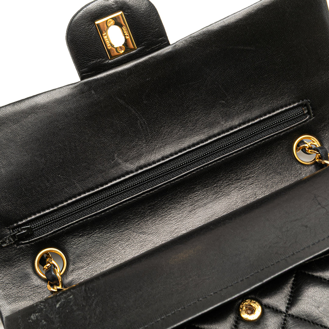 Medium Classic Lambskin Double Flap Black - Gaby Paris