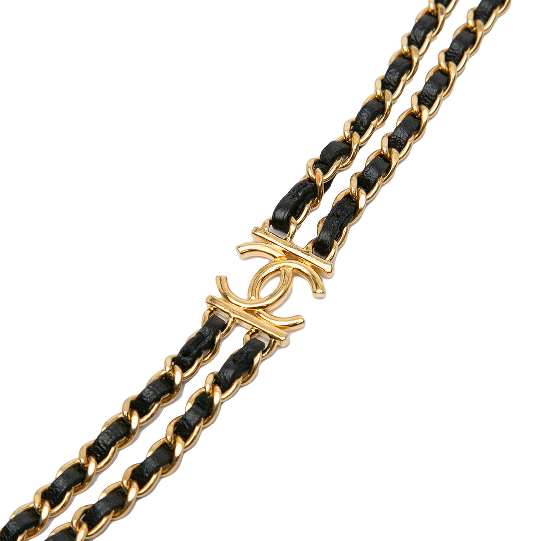 Mini CC Quilted Lambskin Phone Holder On Chain Black - Gaby Paris