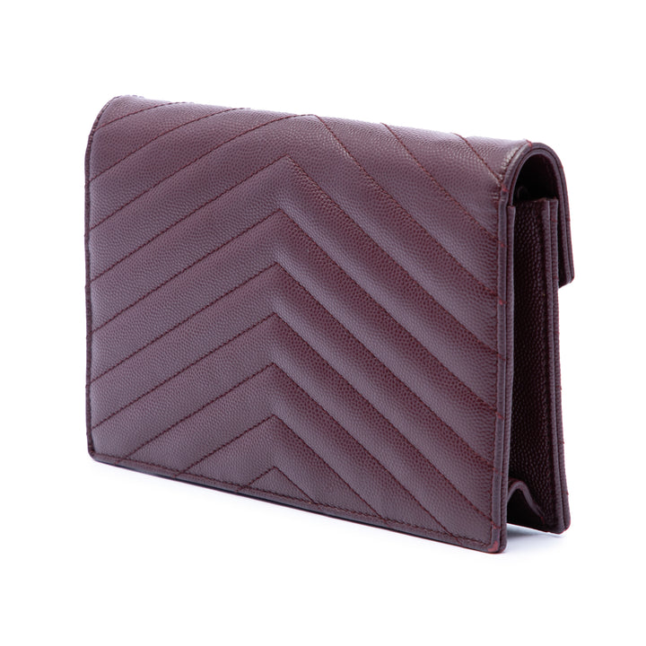 Saint Laurent Grain De Poudre Matelasse Chevron Monogram Chain Portefeuille