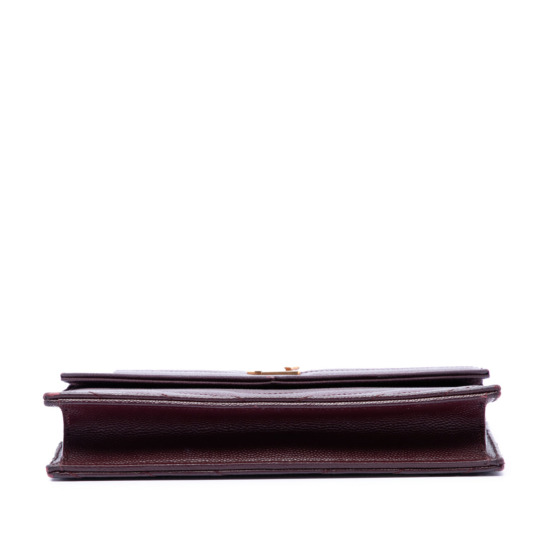 Saint Laurent Grain De Poudre Matelasse Chevron Monogram Chain Portefeuille