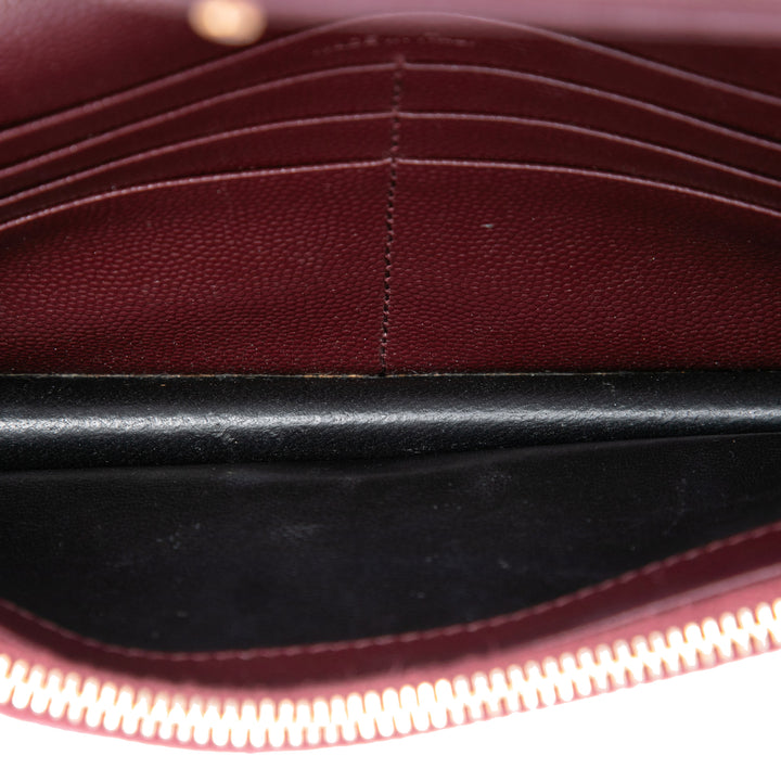 Saint Laurent Grain De Poudre Matelasse Chevron Monogram Chain Portefeuille