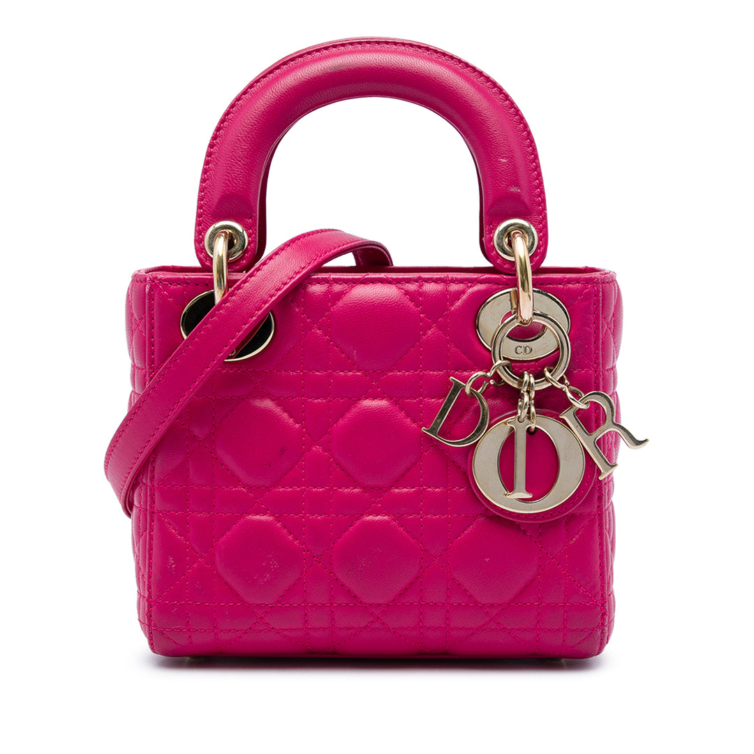 Dior Lady Dior Cannage Mini Cuir d'agneau Rose