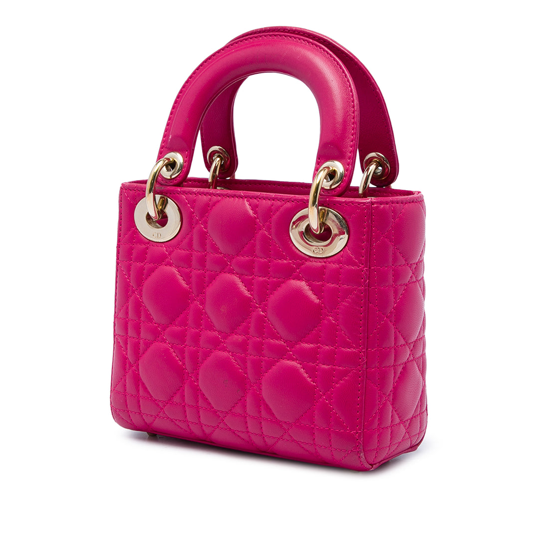 Dior Lady Dior Cannage Mini Cuir d'agneau Rose