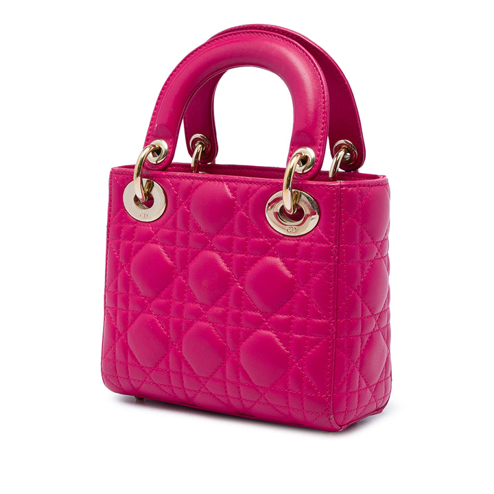 Dior Lady Dior Cannage Mini Cuir d'agneau Rose