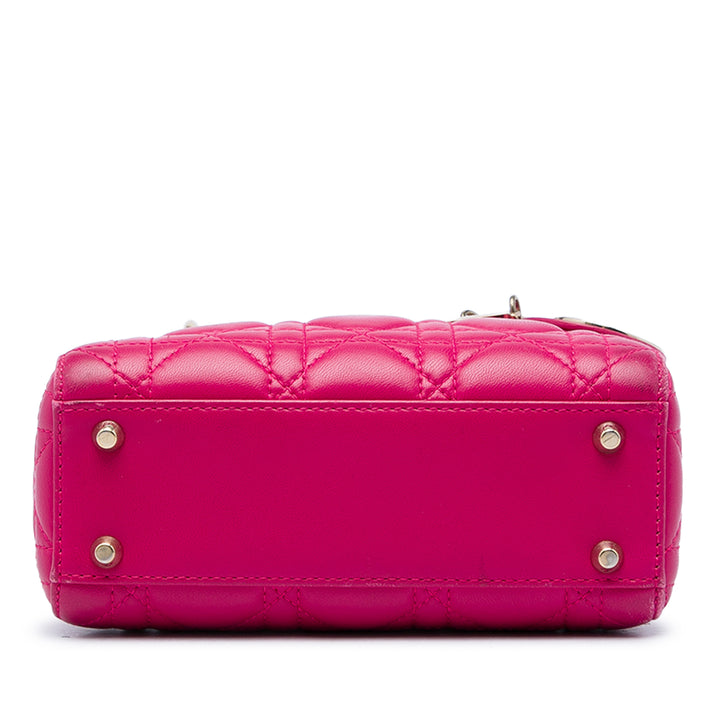 Dior Lady Dior Cannage Mini Cuir d'agneau Rose