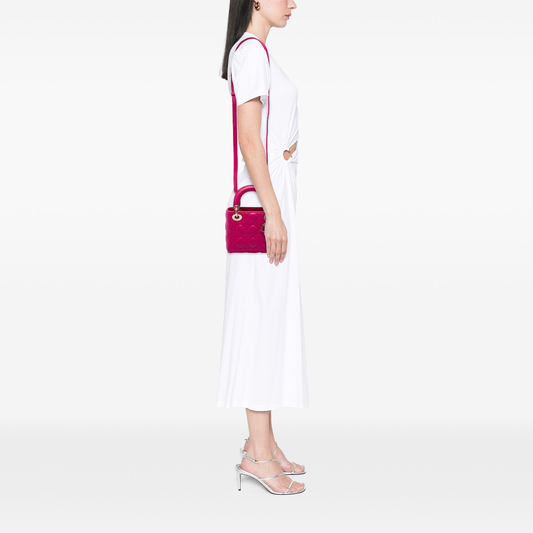 Dior Lady Dior Cannage Mini Cuir d'agneau Rose