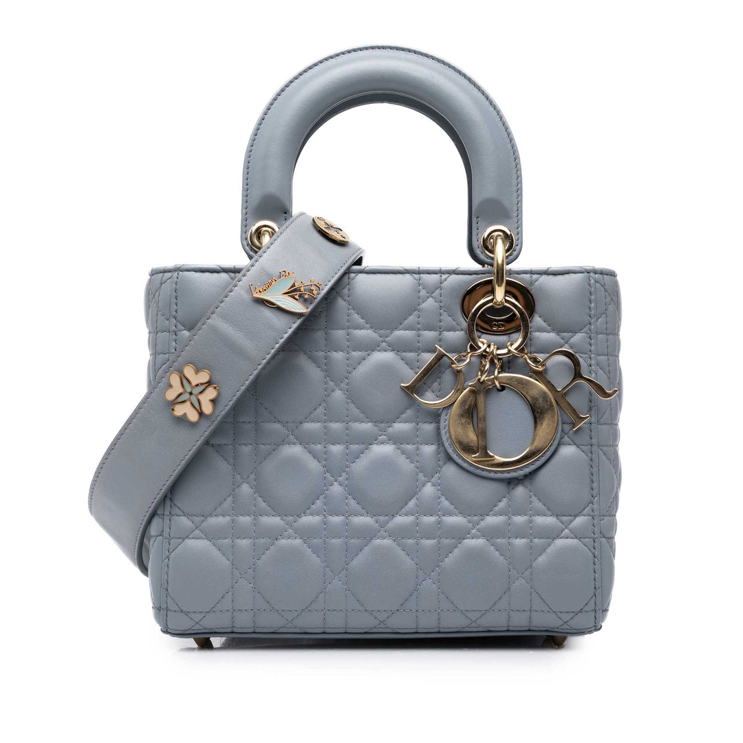Dior Sac à main Lady Dior Cannage MyABCDior Petit Cuir d'agneau Bleu – vue principale – GABY PARIS
