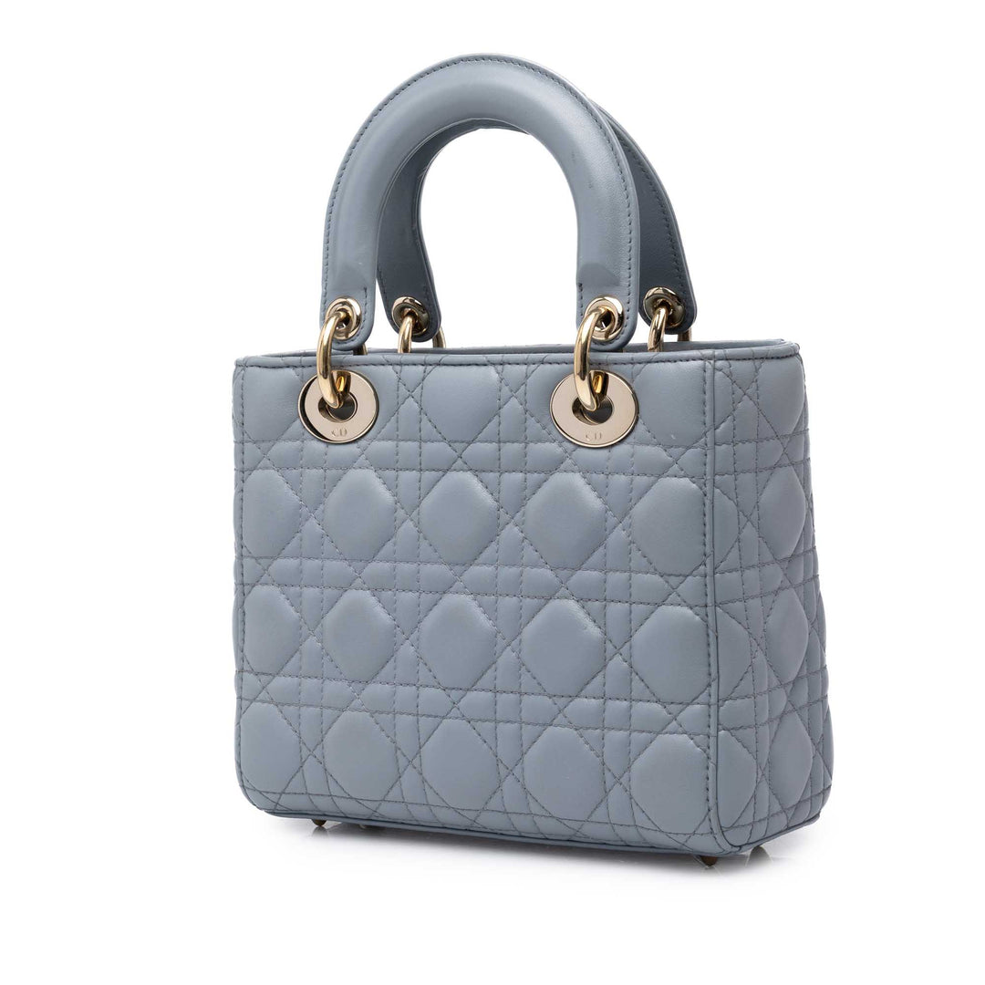 Dior Sac à main Lady Dior Cannage MyABCDior Petit Cuir d'agneau Bleu – vue 2 – GABY PARIS