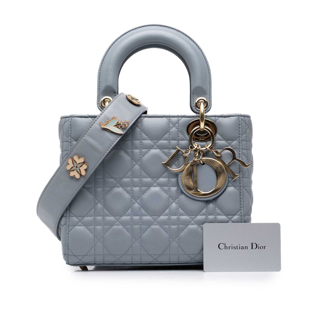 Dior Sac à main Lady Dior Cannage MyABCDior Petit Cuir d'agneau Bleu – vue 7 – GABY PARIS