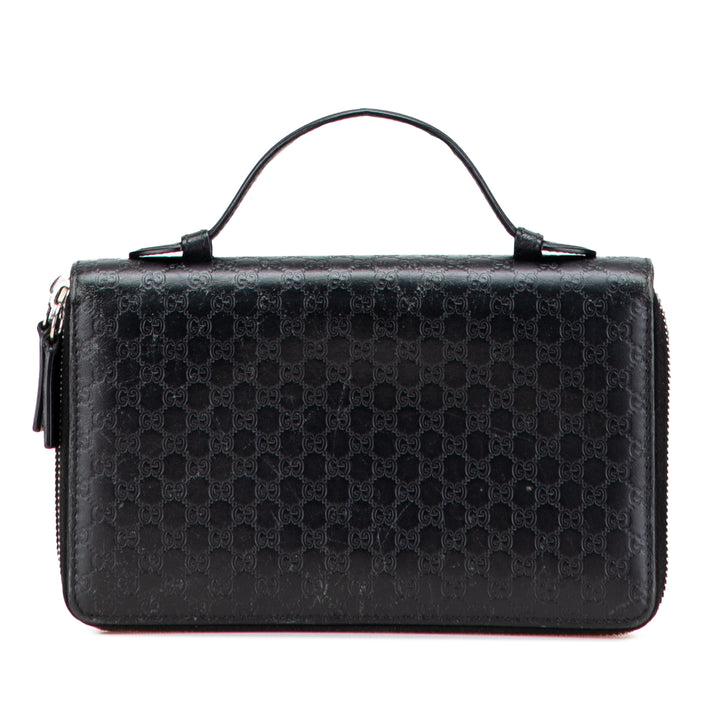 Microguccissima Zip Around Long Wallet Black - Gaby Paris