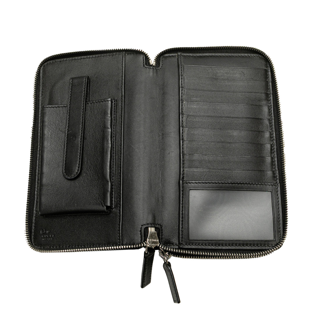 Microguccissima Zip Around Long Wallet Black - Gaby Paris