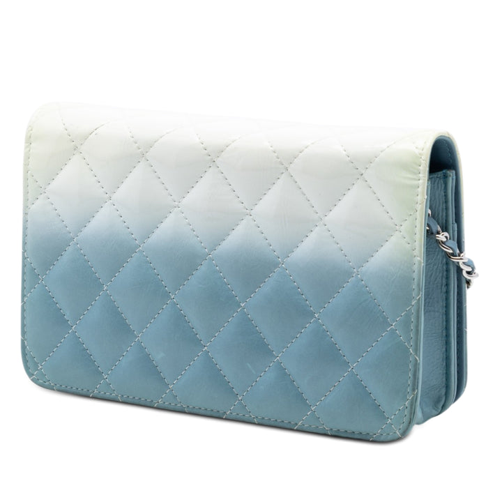 Chanel CC Matelassé Ombre Cuir verni et vieilli Cuir de veau Cristal Wallet on Chain