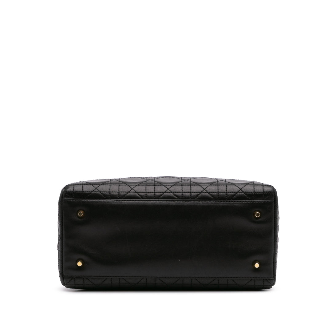 Medium Lambskin Cannage Lady Dior Black - Gaby Paris