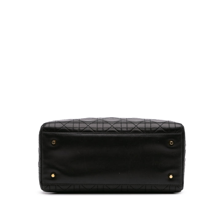 Medium Lambskin Cannage Lady Dior Black - Gaby Paris