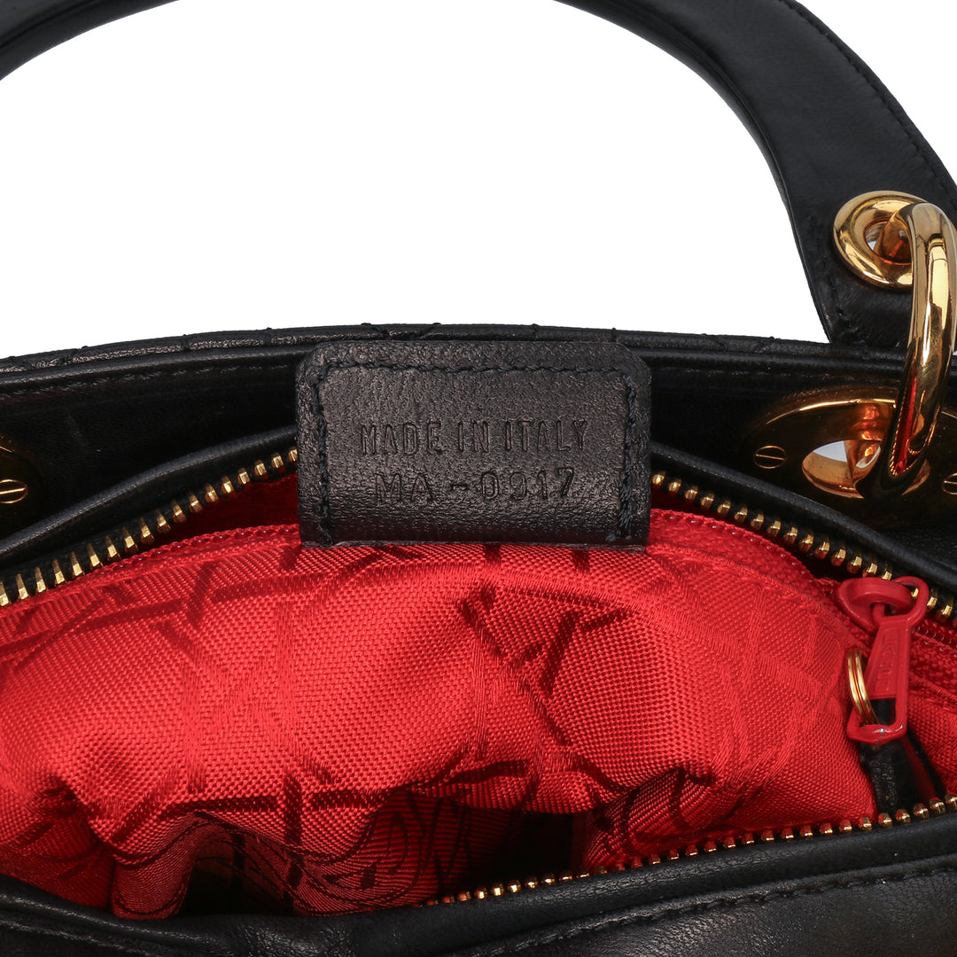 Medium Lambskin Cannage Lady Dior Black - Gaby Paris