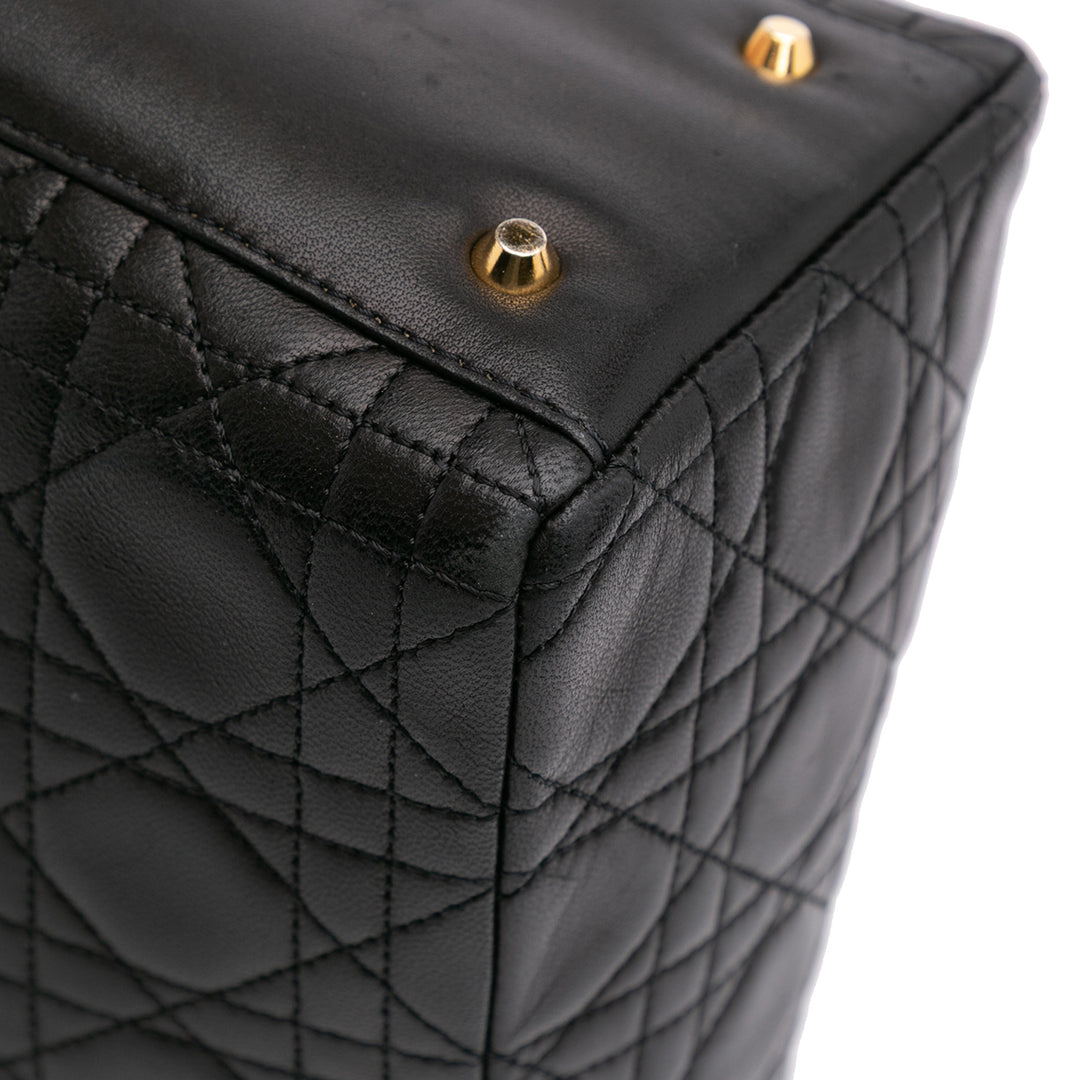 Medium Lambskin Cannage Lady Dior Black - Gaby Paris
