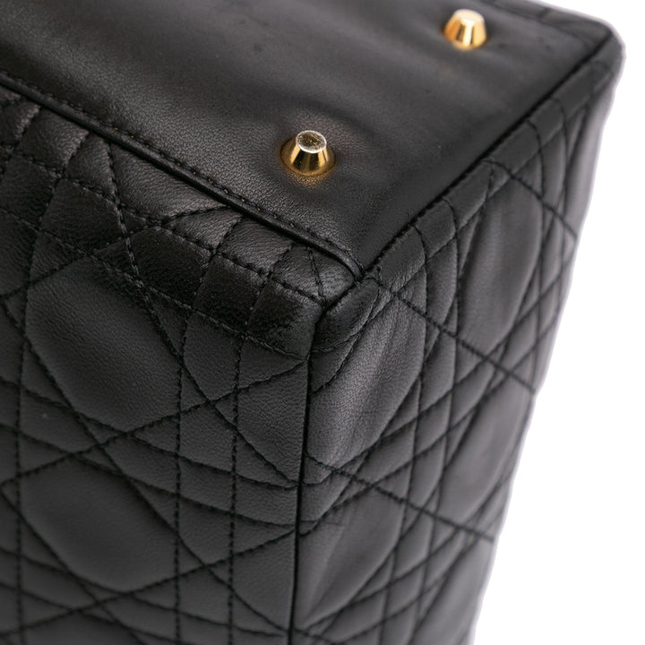 Medium Lambskin Cannage Lady Dior Black - Gaby Paris