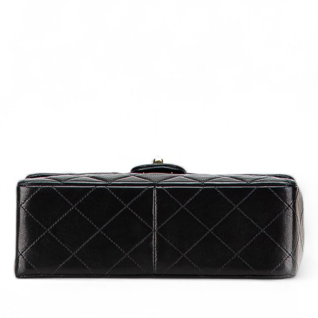 Square Quilted Lambskin Single Flap Black - Gaby Paris