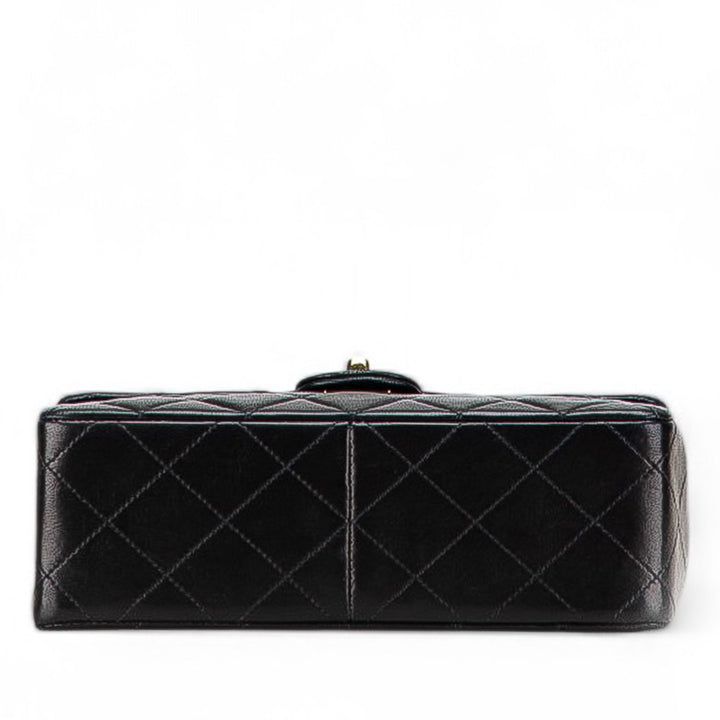 Square Quilted Lambskin Single Flap Black - Gaby Paris