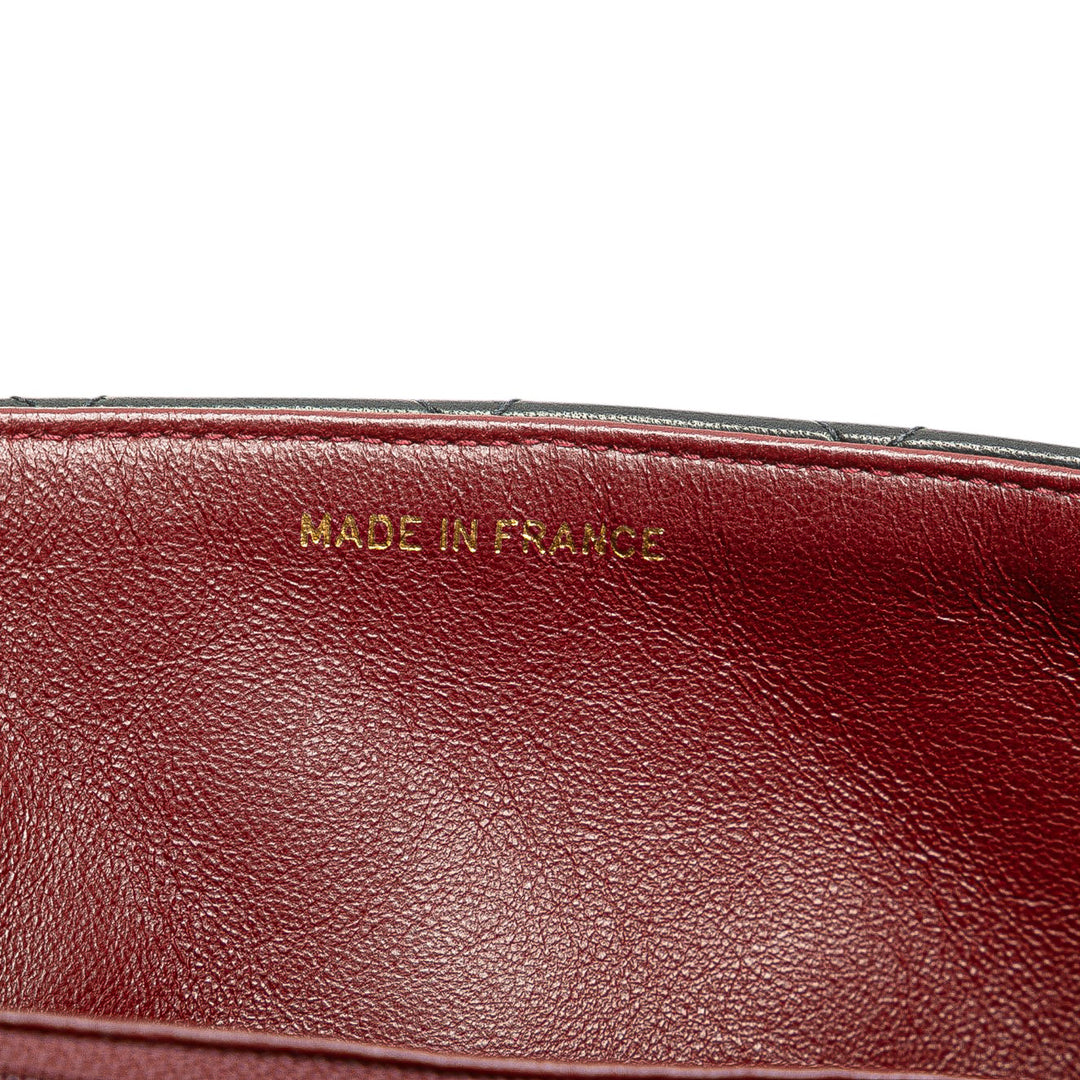 Square Quilted Lambskin Single Flap Black - Gaby Paris
