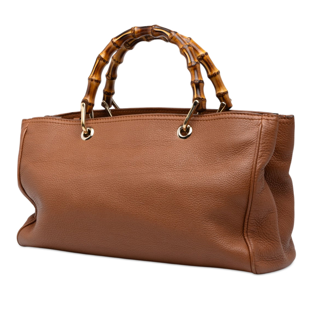 Gucci Cabas Bamboo Moyen Cuir de veau Marron – vue 2 – GABY PARIS