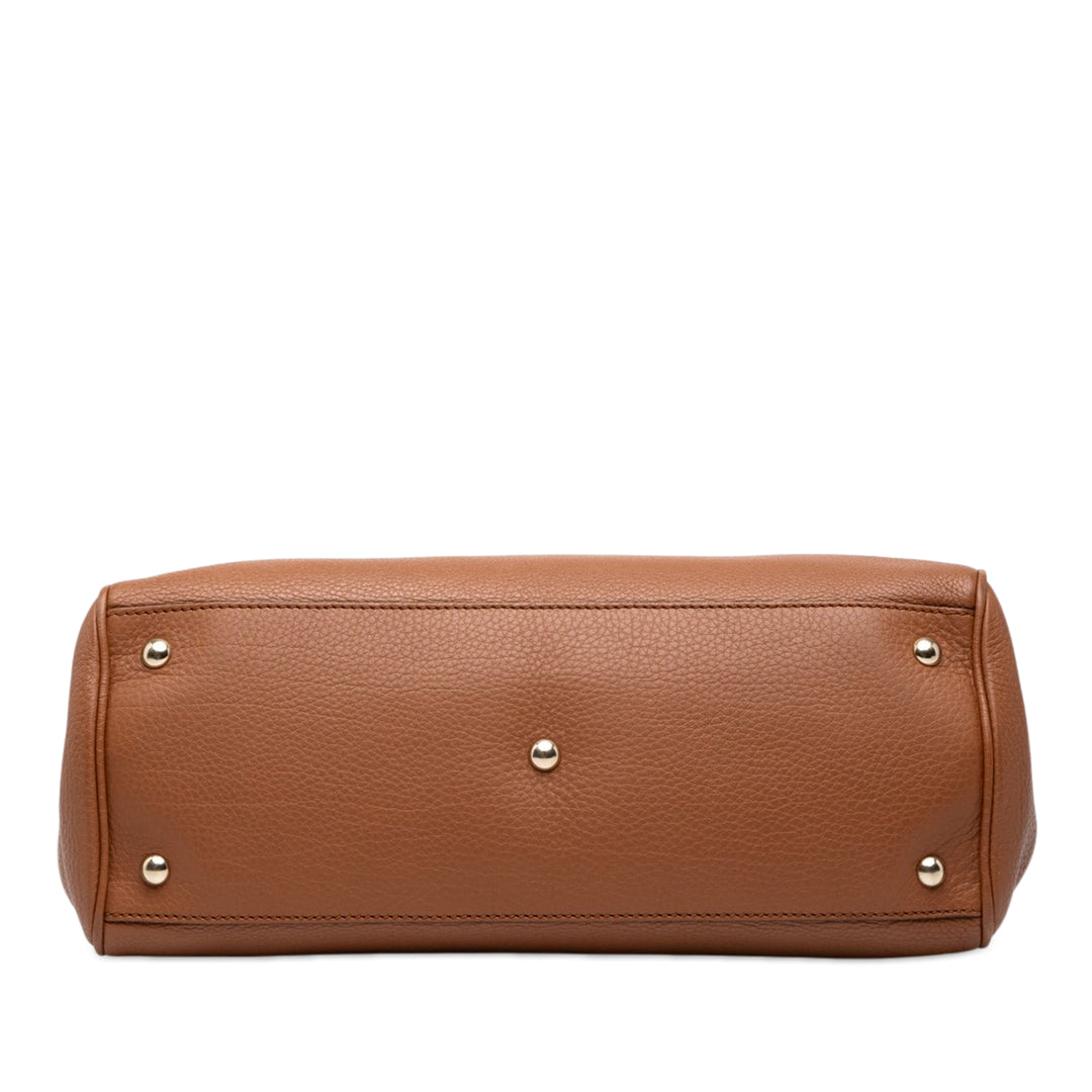 Gucci Cabas Bamboo Moyen Cuir de veau Marron – vue 3 – GABY PARIS