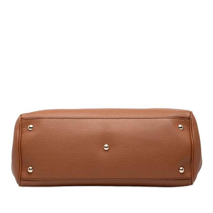 Gucci Cabas Bamboo Moyen Cuir de veau Marron – vue 3 – GABY PARIS