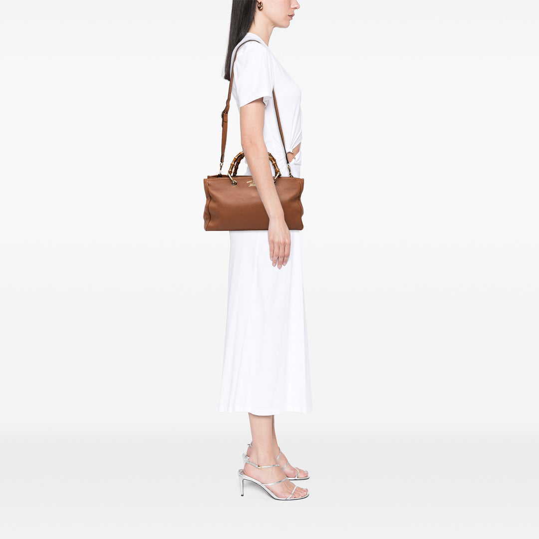 Gucci Cabas Bamboo Moyen Cuir de veau Marron – vue 6 – GABY PARIS