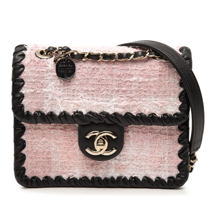 Chanel Mini Cuir de veau Braided Matelassé Tweed My Own Frame à rabat