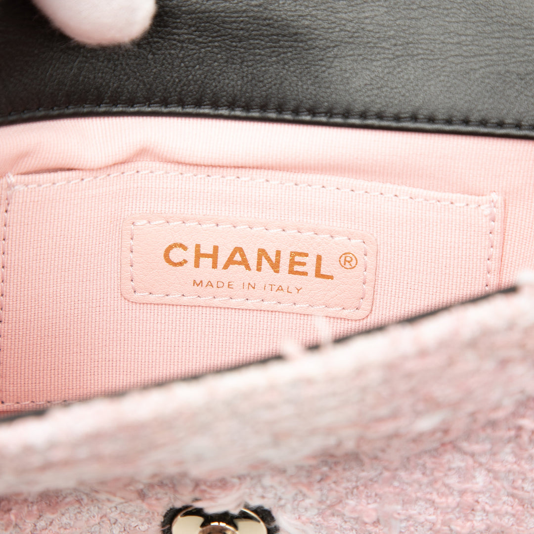 Chanel Mini Cuir de veau Braided Matelassé Tweed My Own Frame à rabat