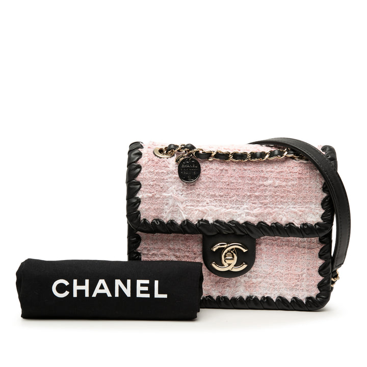 Chanel Mini Cuir de veau Braided Matelassé Tweed My Own Frame à rabat