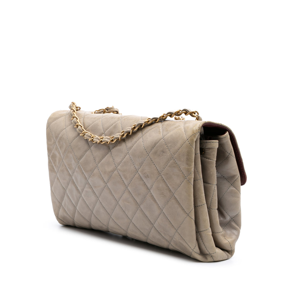 Jumbo CC Quilted Calfskin Straight Flap Brown - Gaby Paris