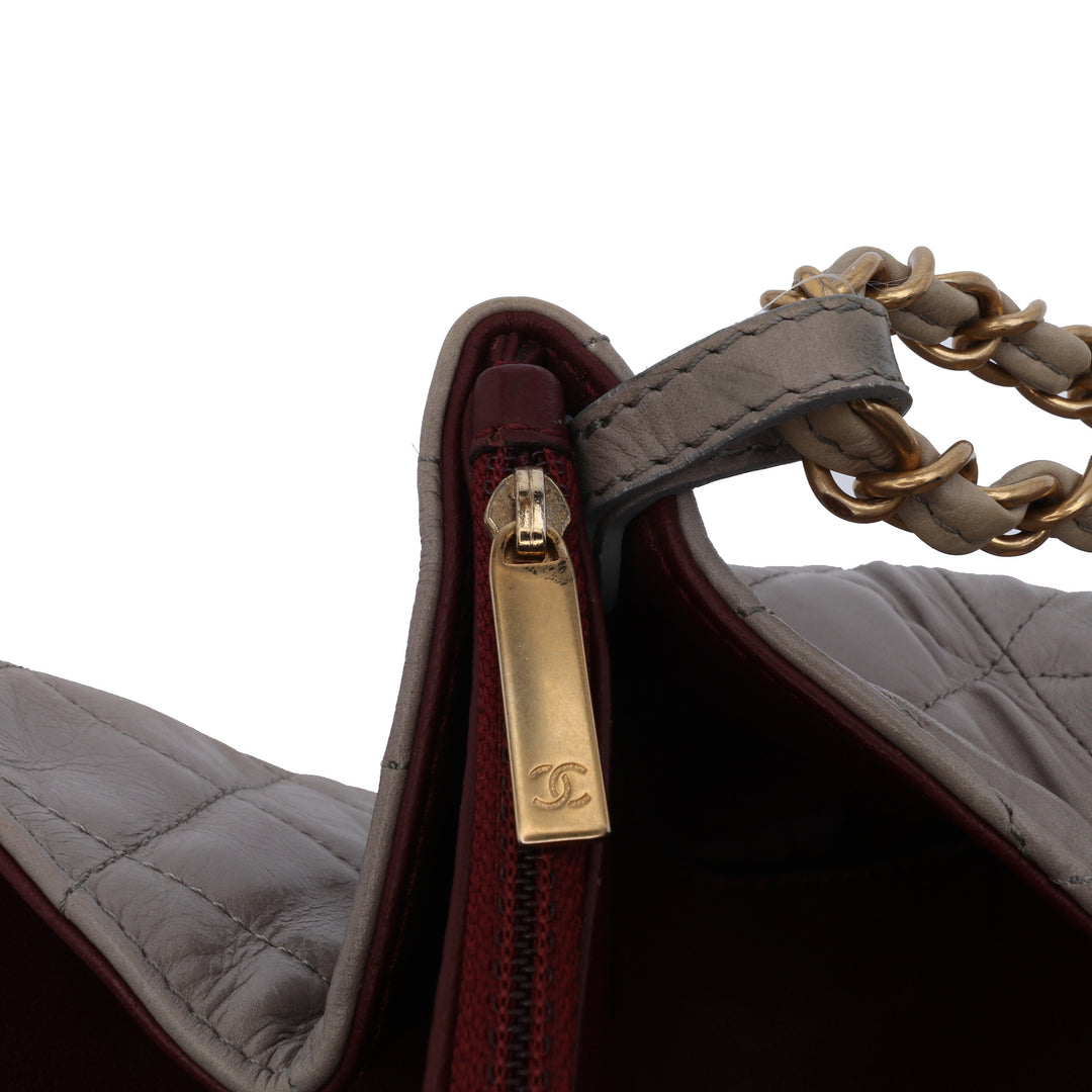 Jumbo CC Quilted Calfskin Straight Flap Brown - Gaby Paris