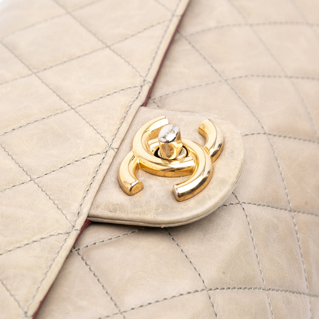 Jumbo CC Quilted Calfskin Straight Flap Brown - Gaby Paris