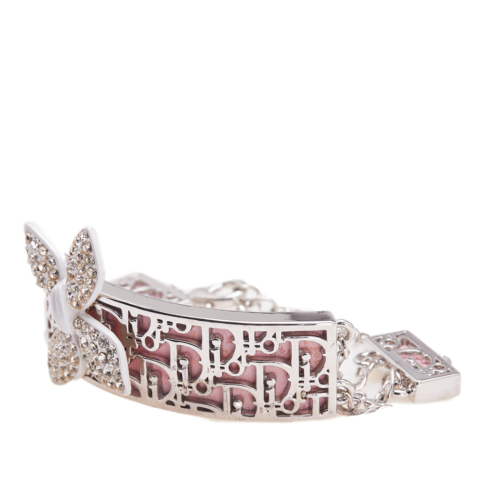 Dior Palladium Plated Crystal and Enamel Diorissimo Girly Logo ID Bracelet Argenté – GABY PARIS Authentique