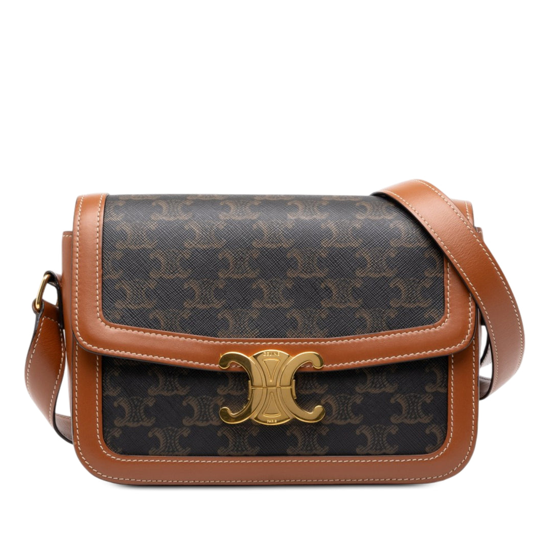 Celine Classique Triomphe et Triomphe Sac Triomphe enduite Marron – vue principale – GABY PARIS