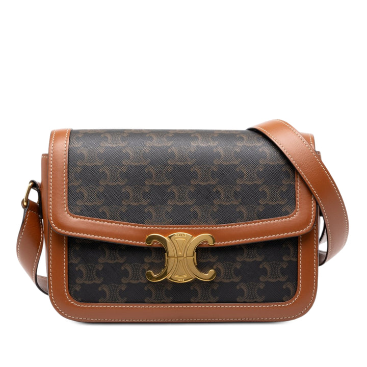 Celine Classique Triomphe et Triomphe Sac Triomphe enduite Marron – vue principale – GABY PARIS