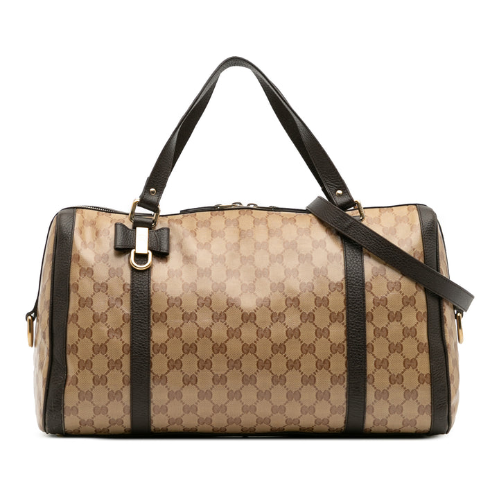 Gucci Large GG Crystal Duchessa Boston Bag Marron