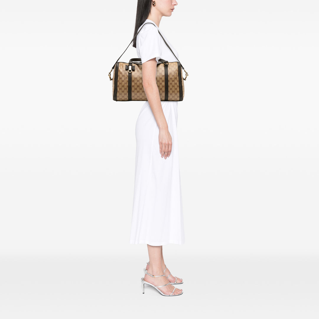 Gucci Large GG Crystal Duchessa Boston Bag Marron